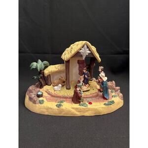 Gemma Nativity Set Manger Scene Plastic Characters and Stable on Stand